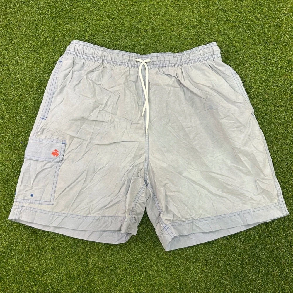 Brooks Brothers 346 Mens Blue Swim Trunks Cargo Pocket Mesh Lined Shorts Large